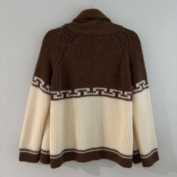 The Great. Cowichan Lebowski Style Brown/White Cardigan Sweater - Size 1/Small - Picture 5 of 6